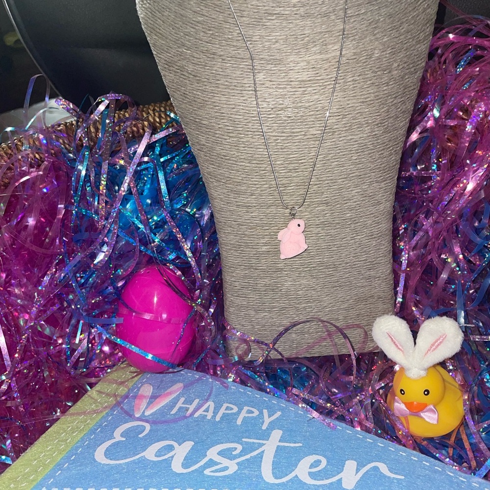 Pink Bunny Charm Necklace